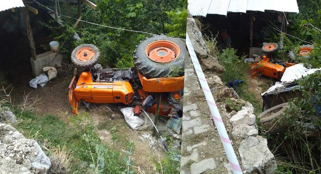 TRAKTÖR DUVARDAN UÇTU: 5 YARALI