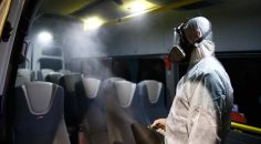 OTOBÜS TERMİNALİNDE İLÇE ARAÇLARI DEZENFEKTE EDİLİYOR