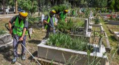 BÜYÜKŞEHİR MEZARLIKLARI TEMİZLİYOR