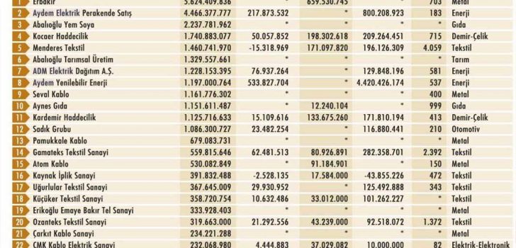 İLK 500’DE 23 DENİZLİLİ FİRMA