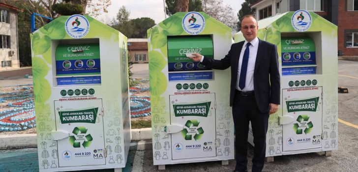 PAMUKKALE’DE TEKSTİL ATIK KUTULARI YERLEŞTİRİLMEYE BAŞLANDI