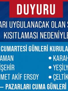 HAFTA SONU KURULAN PAZARLARIN GÜNÜ DEĞİŞTİ