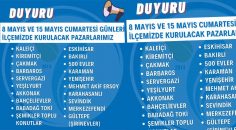 MERKEZEFENDİ’DE PAZAR YERLERİ 8 VE 15 MAYIS’TA AÇIK OLACAK