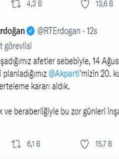 AK PARTİ KURULUŞ YILDÖNÜMÜ TÖRENİ İPTAL EDİLDİ