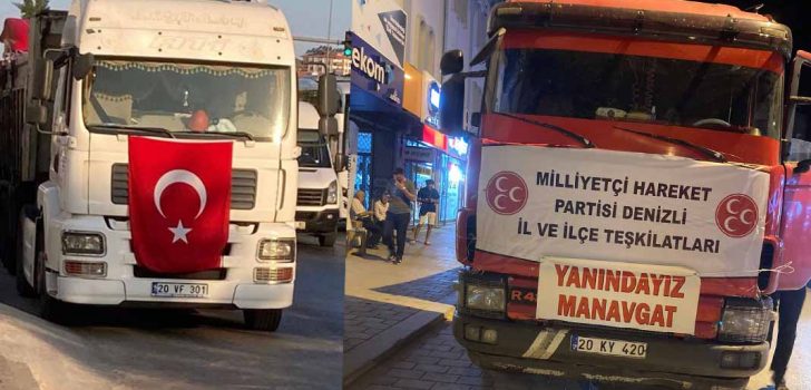 DENİZLİ MHP’DEN MANAVGAT’A YARDIM KONVOYU