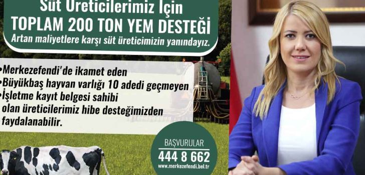 MERKEZEFENDİ’DE SÜT ÜRETİCİLERİNE 200 TON YEM DESTEĞİ