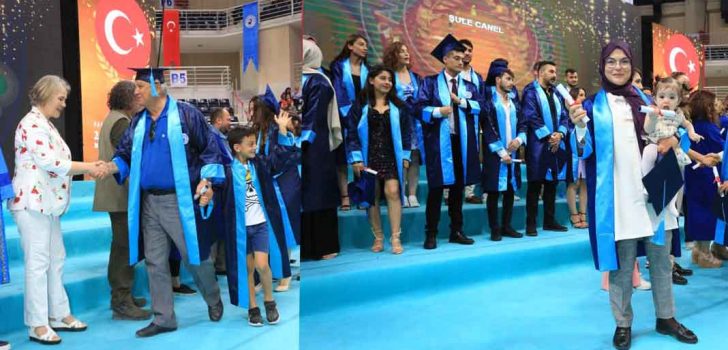 TORUNU İLE BİRLİKTE DİPLOMASINI ALDI