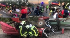 İŞÇİLERİ TAŞIYAN TRAKTÖRLE OTOMOBİL ÇARPIŞTI: 11 YARALI