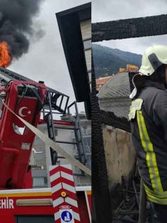 5 KATLI BİNANIN ÇATISINDA YANGIN ÇIKTI