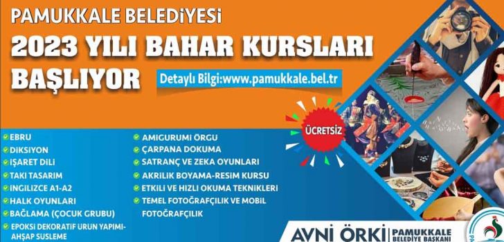 PAMUKKALE BELEDİYESİ İLKBAHAR DÖNEMİ KURS KAYITLARI BAŞLADI
