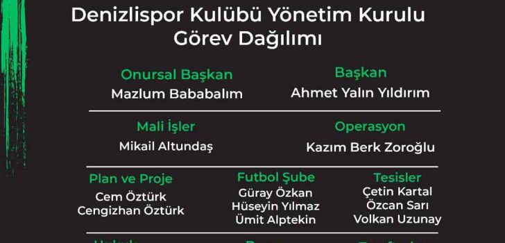 DENİZLİSPOR’DA GÖREV DAĞILIMI YAPILDI