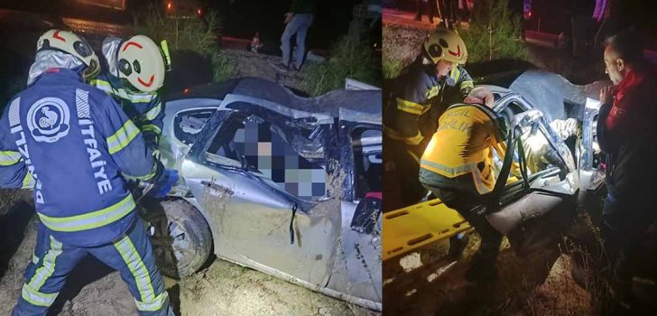 ARAÇTA SIKIŞANLARI İTFAİYE KURTARDI