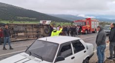 İŞÇİ SERVİSİ KAZA YAPTI: 13 YARALI