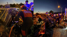 PAMUKKALE’DE OTOMOBİL PARAMPARÇA OLDU, SÜRÜCÜ AĞIR YARALI