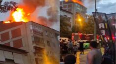 APARTMANIN ÇATISINDA ÇIKAN YANGIN KORKUTTU