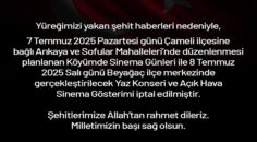 KÜLTÜREL ETKİNLİKLER İPTAL EDİLDİ