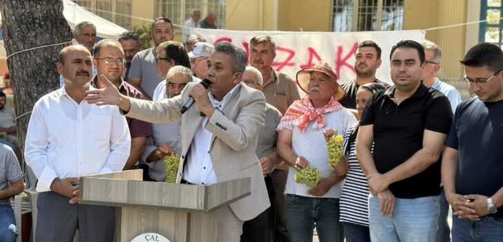 ÇAL’DA ÜZÜM ÜRETİCİLERİ ALIM FİYATLARINA İSYAN ETTİ