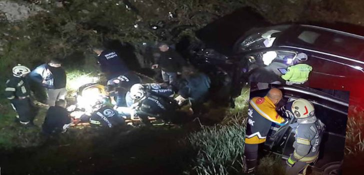 OTOMOBİL UÇURUMDAN DÜŞTÜ